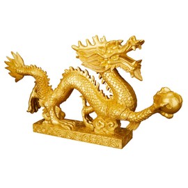 Dinaauto Chinese Dragon Figurine for Home Decor, Resin Good Luck Statues, Feng Shui Ornament, 3D Dragon Sculpture Brings You Good Luck (Small)