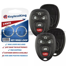 KeylessKing* 2 Replacement Remote Start Key Fob Shell Pad Case for 2006-2013 Chevy Impala