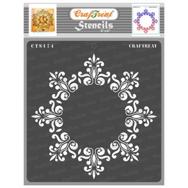 CrafTreat Doily Mandala Stencils for Painting on Wood, Canvas, Paper, Fabric, Floor, Wall and Tiles, Octagonal Doily, 6 x 6 inches, Reusable DIY Art and Craft Stencils,