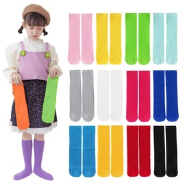 ZGKULAEAOW Colorful Kids Socks, Crew Length, Children's Socks, For Boys and Girls, Stretchy Loose Socks, Neon Colors, Ribbed, High Socks, Sports Festival, Fluorescent Color, Dance, Set of 3 Pairs,