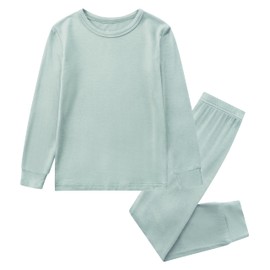 O2 BABY Toddler Pajamas Boys Girls Pajama Set Viscose from Bamboo Baby Pajamas Sleepwear 2-Piece PJS Set Snug fit Sleepwear Top and Pants for Daily (6-7 Years, Mint)