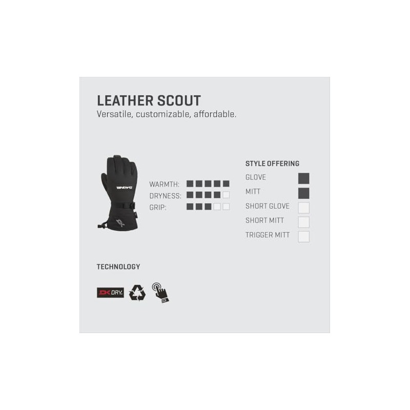 Dakine Men's Leather Scout Mitten Mittens Size L Colours Black