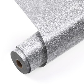 LOKLIK Heat Transfer Vinyl Roll - Iron-On HTV for T-Shirts & Fabrics - Durable Machine Washable Craft Vinyl for Use with Heat Press Machines (Glitter Silver)
