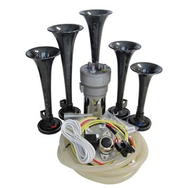 Dixie Air Horn - Dixieland Premium Full 12 Note Version Carbon Fiber Look with Installation Wire Kit Button and Flag (10-103_WKBF)