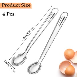 ZSRVAJ 4 Pcs Small Whisk mall Whisk, Mini Whisk, Small Whisk for Coffee, Small Hand Whisk Spring Coil Wire Whisk Blender for Milk Cream Sauce Honey Coffee Shakes Drinks Kitchen Baking Egg Whisk Tool