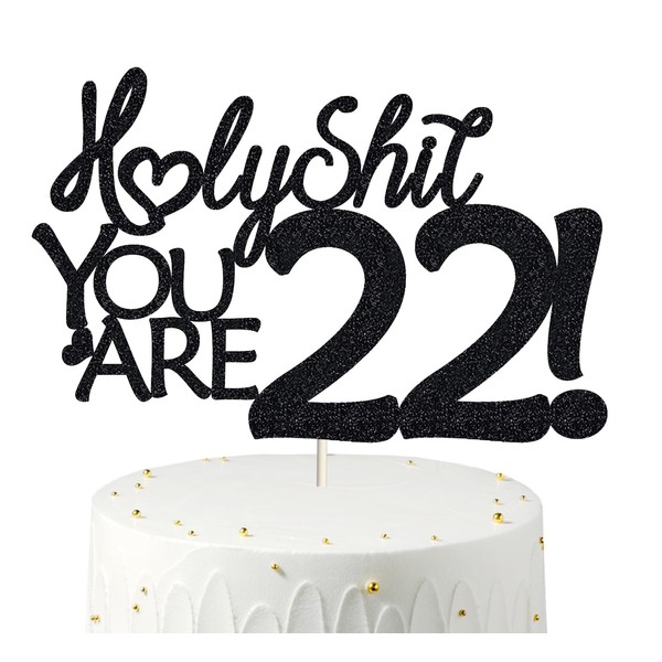 22 decoraciones para tartas, 22 decoraciones para tartas de cumpleaños, purpurina negra, divertida decoración para tartas 22 para hombres, 22 decoraciones para tartas para mujeres, 22 cumpleaños