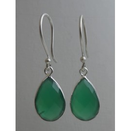 Labradorit Tropfenform Sterling Silber Ohrringe Ohrhaken - Natürlicher Edelstein - Geburtstagsgeschenk - Weihnachtsgeschenk - Handgefertigte Geschenkideen für Frauen (Chalcedon)