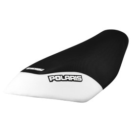 Enjoy Mfg Seat Cover - Compatible Fit for Polaris 08-12 RM 800/2012 RMK 600 - Dragon RMK 800 - RMK Assault 800 (Black Top Standard) Logo #300 (White Sides/Black TOP Standard)
