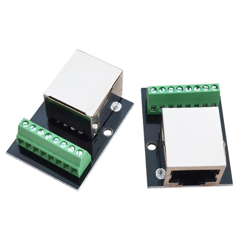 2 pieces RJ45 8pin Ethernet single female terminal breakout board,