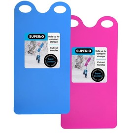 Superio Snow Slider Mat, Flexible Snow Sled Flying Carpet, Roll up Sleds for Kids and Adults 54" Lightweight Portable Plastic Snowboard Sled (Blue/Pink)