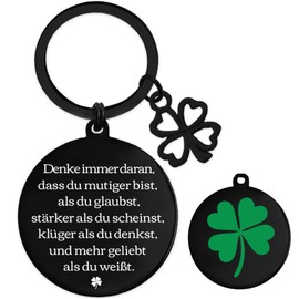 Tasoraor Mutmacher Geschenk Schlüsselanhänger Glücksbringer - Doppelseitiger Vierblättriges Kleeblatt Schlüsselanhänger, Geschenke für Freunde Kollegen Geburtstag Weihnachten Prüfung