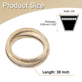 sourcing map 3LK380 Cord Belt Grey, 3/8" x 38" Lawn and Garden Aramid V-Belt for Mower Deck