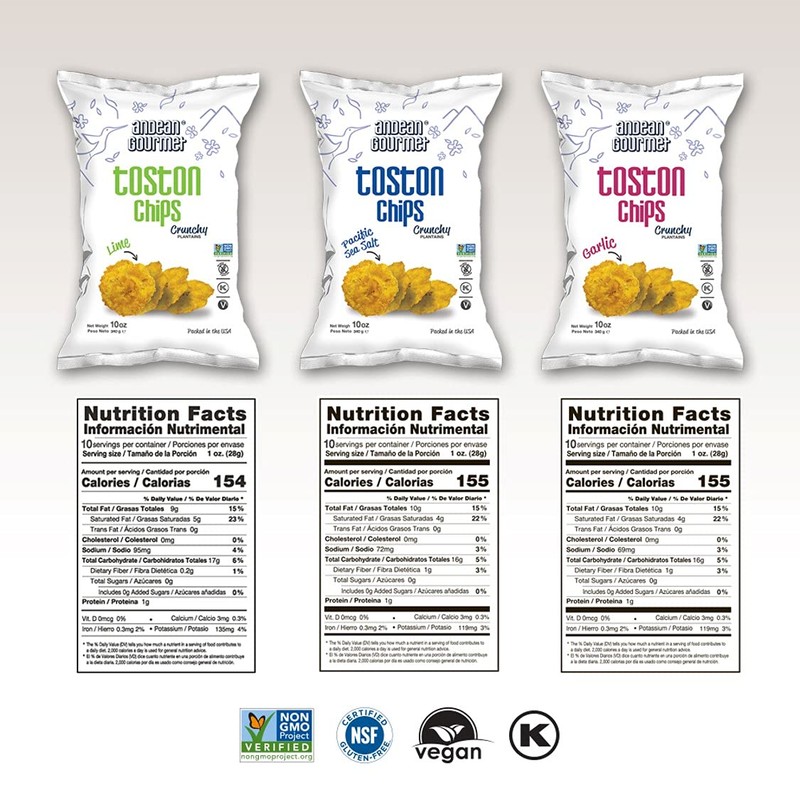 ANDEAN GOURMET Garlic Toston Chips 10oz (Pack of 3) -