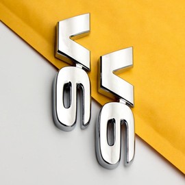 2Pcs Metal Chrome V6 Engine Badge Sport Turbo Sticker Car Trunk Emblem Decal (Silver)