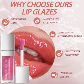 Plumping Lip Oil, Lip Plumper, Lip Glow Oil Moisturizing Lip Oil Long Lasting Nourishing Lip, Hydrating Lip Gloss Tint Lipstick for Women, Glitter Shine Liquid Lipstick Makeup Cosmetic (05#)