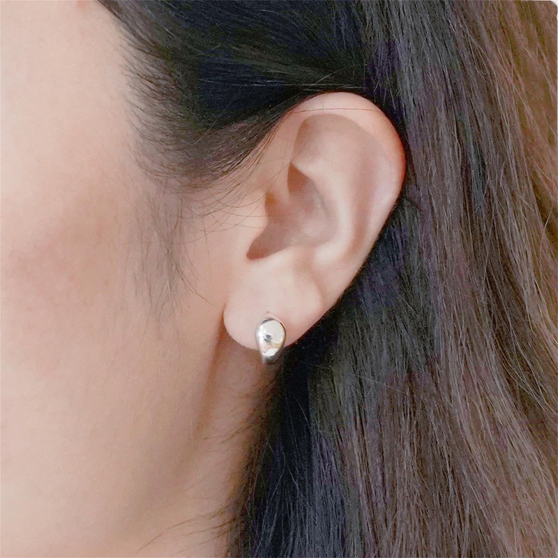 Sterling Silver 10mm Hoop Teardrop Waterdrop Sleeper Dome Huggie Drop