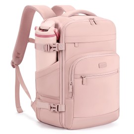 mibasies 30L Travel Backpack for Women & Men: Flight Approved Carry On Backpack, TSA Personal Item Bag with Water Bottle Pocket, Weekender Essentials Backpacks fits 15.6" Laptop - Pink
