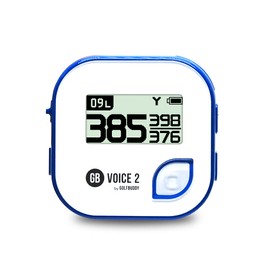 Golf Buddy Voice 2 Talking GPS Rangefinder (Bundle), Long Lasting Battery Golf Distance Range Finder & Silicon Strap Wristband, Easy-to-use Golf Navigation for Hat (Blue Voice 2 + White Wristband)