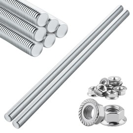 TXXATX M8 Threaded Rod and Nuts Set of 6 Threaded Rod M8 x 300 mm 12 Pieces M8 Hex Nut Full Thread Threaded Rods Galvanised Grub Screws for Furniture Construction Construction Fixing Connections