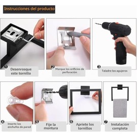 HSZSXJK 7 Piezas de Juego de toalleros de Acero Inoxidable para baño, 24 Pulgadas Juego de Accesorios de baño en Negro Mate, toalleros para baño,
