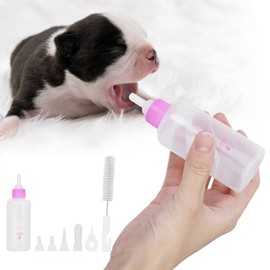 6PCS/ Set Pet Puppy Kitten Feeding Bottle Nurser Bottle Syringe Pacifier Newborn Pet Small Dog Cat Liquid Feeding Supplies 60ml with Replacement Nipples()