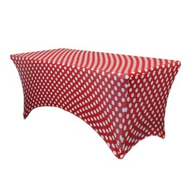 YOUR CHAIR COVERS Rectangular Spandex Table Covers 6ft Fitted Tablecloth Wedding Event Patio Table Decorations Elastic Fabric Stretch Table Covers for 6 ft Folding Table (Red Polka Dot)