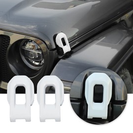 Voodonala for Jeep JL ABS Hood Latches Engine Buckle Bonnet Fastener Engine Cover Decor Trim Protction Cover for 2018-2024+ Jeep Wrangler JL JLU Gladiator JT Exterior Accessories White 2pcs