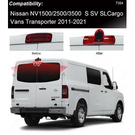 Third Brake Light Backup Camera Top Roof Lamp LED Reverse Parking Camera Replacement for Nissan NV 1500/2500/3500 S SV SL Cargo Vans Transporter 2011-2021