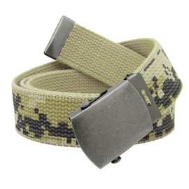 Build A Belt Classic Antique Silver 1.25" Wide Slider Buckle with Canvas Web Belt (Boys Small Digital Camo)