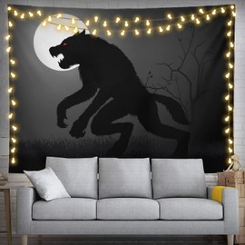 feelacle Werewolf Tapestry 80" X 60" Wolf Wall Hanging Party Decorations Home Decor For Bedroom Living Room Dorm (200 X 150cm)