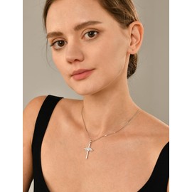YL Women's Cross Necklace Sterling Silver Infinity Heart Crucifix Pendant Created Opal Criss Jewelry