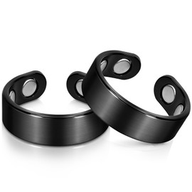 Copper Rings for Men, 99.99% Pure Copper Magnetic Thumb Ring with 3500 Gauss Magnets,Black Rings for Women with Box(2 PCS)