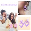 Pink Heart Earrings Triple Heart Dangle Drop Earrings for Women