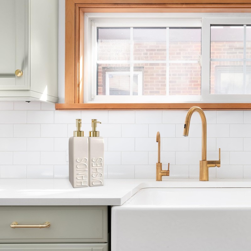 Karisky Soap Dispenser Set with Gold Rustproof Stainless Steel Pump,