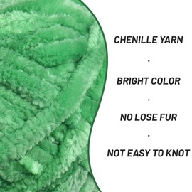 Fuzzy Chunky Chenille Yarn for Crocheting，Soft Plush Yarns for Hand Knitting，Bulky 3x100g（3x49.2 yd） Baby Blanket Yarn for Crocheting Amigurumi，Crochet Fluffy Velvet Yarns (Green)