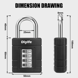 Diyife 4 Digit Combination Padlock Outdoor, Heavy Duty Lock with Thick Stainless Steel Locking Beam, One-Key Unlocking [Anti-Shear], for Home, Schools, Gyms, Sports Lockers, Garage, Fences