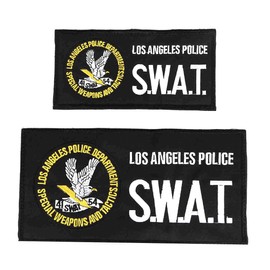 Catsobat Military Patch Embroidery Type SWAT Cosplay, Survival Game, Velcro Design, 30-Day Manufacturer's Warranty (LOS ANGELES POLICE SWAT (Large, 10.8 x 5.5 inches (27.5 x 14 cm), Small 7.9 x 0.4