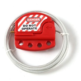 POFET Red Lockout Tagout Cable Lock. Adjustable Steel Vinyl Coated Cable Lockout for Lock Out Tag Out Applications. Works with Safety Loto Locks
