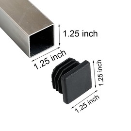 Square Plastic Plugs, 12 Pack 1.25" Inch Rubbler Tube End Cap, Suitable for Tubing, Plastic Plug, Tubing Post End Cap Square Tubing