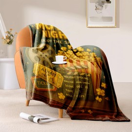 Movie Night Throw Blanket 50 x 60 Inch, Popcorn Cinema Ticket Design, Cozy Couch Bed Throw for Home Theater Decor, Gift for Movie Lovers and Film Buffs, Holiday Birthday Housewarming (Mov)