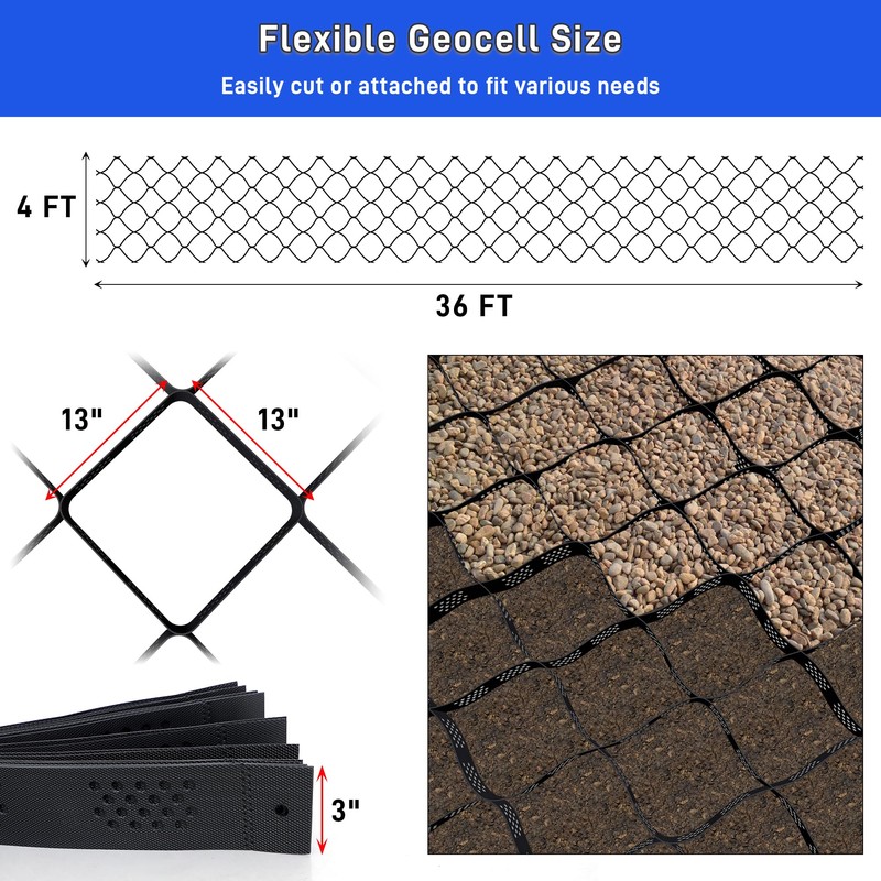 Gravel Grid 3" Thick Geo Ground Grid, 36x4 FT Geo