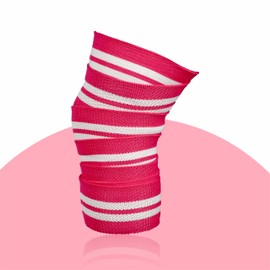 KING REAPERS Knee Wraps for Weightlifting, Knee braces,Knee Support (Pink/WhiteKnee Straps for Powerlifting, Leg Press, Squats & Joint Stability - Reinforced Stitching Knee Wrap Support for Men & Women