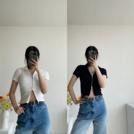 Two-way zipper collar cardigan free / 투웨이지퍼 카라 가디건 free
