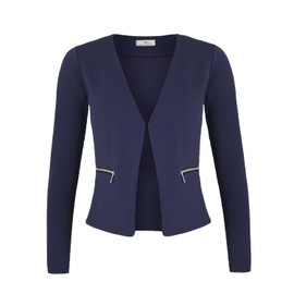 Women's Blazer with Pockets (382) (A-11) - dark blue Plain, size: 40 / L