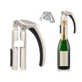 Champagne Bottle Opener and Bottle Stopper, Portable Zinc Alloy Sparkling Champagne Cork Remover, Easy to Use Bar Jar Cork Puller with Ergonomic Handle Design for Wine Lovers