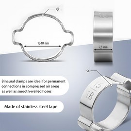 GHPKOTW 10 Stücke Justierbare Schnecken Zahnrad Schlauchschellen, Edelstahl 2 Ohr Schlauchklemmen Für Benzin Bier Rohr Schlauch(9-11Mm)