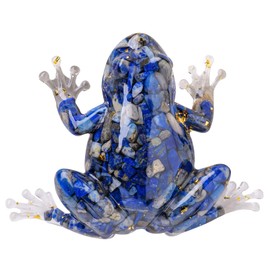 RJINGSHI Natural Crystal Gravel Frogs Resin Figurines Frog Statues Decorations Fishbowl Decor Collection Healing Home Gift for Women