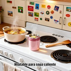 Yosoo Health Gear Copa Aislada, Frasco de Alimentos de Acero Inoxidable de Doble Pared de 500 Ml con Cuchara Plegable, Lonchera con Calentable para...