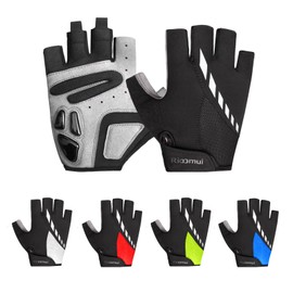 Rioomui Cycling Gloves,Gel Padded Bike Gloves for Men Cycling,Anti-Slip & Shock-Absorbing Lightweight & Breathable Design Road Bicycle Half Finger for Women 2503-Black-M