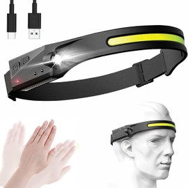 NineLeaf Headlight Rechargeable, 350 Lumen 230 Wide Angle Motion Sensor Headlamp Flashlight, Waterproof COB XPE LED Headlight 5 Modes, Head Lights for Camping Cycling Running Fishing